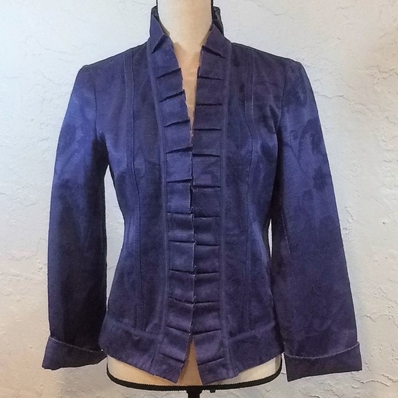 Chico's Jackets & Blazers - Chico's Navy Print Short Open Jacket Sz-0